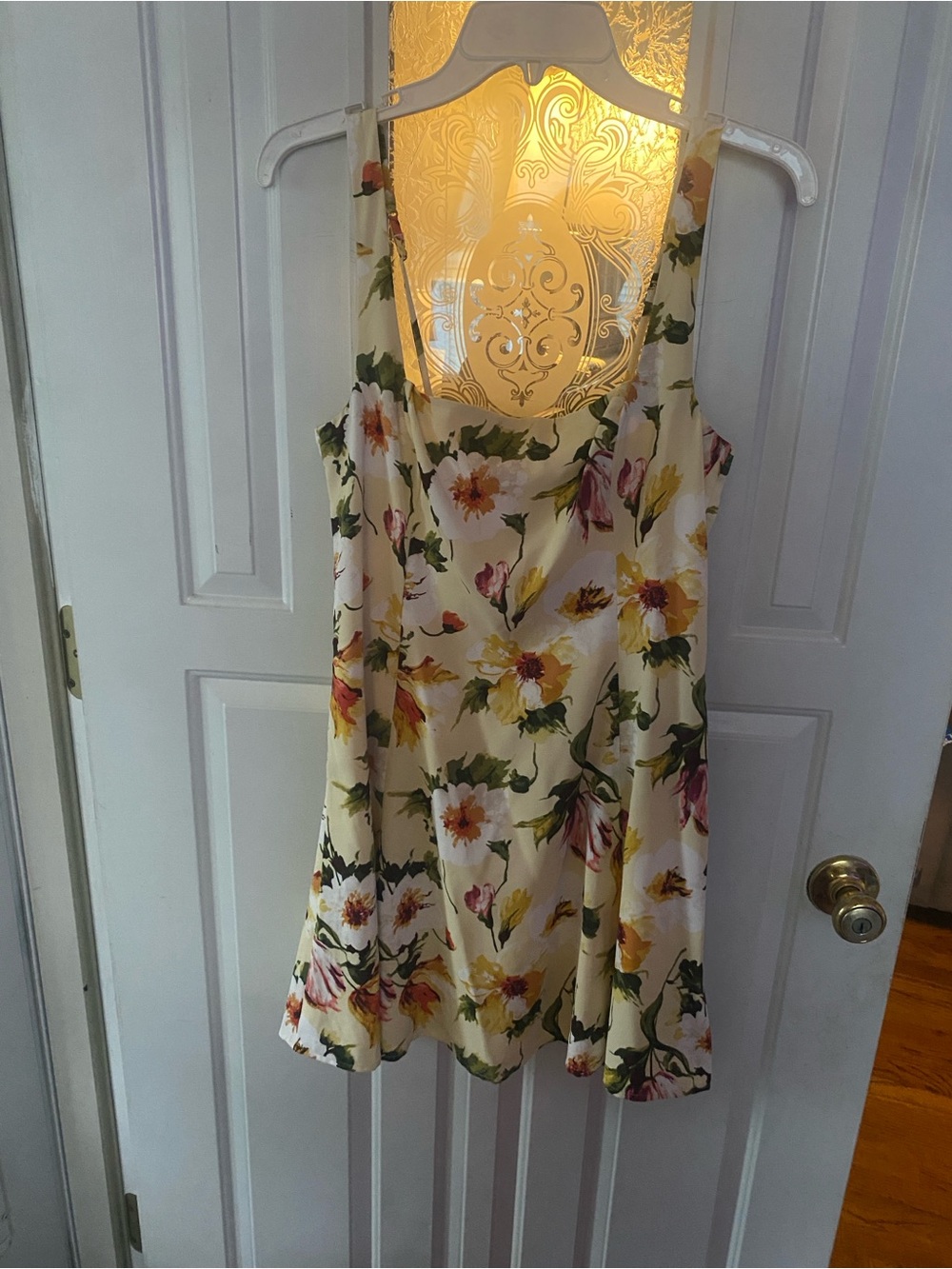 Floral Mini Dress with Yellow & Pink Blooms